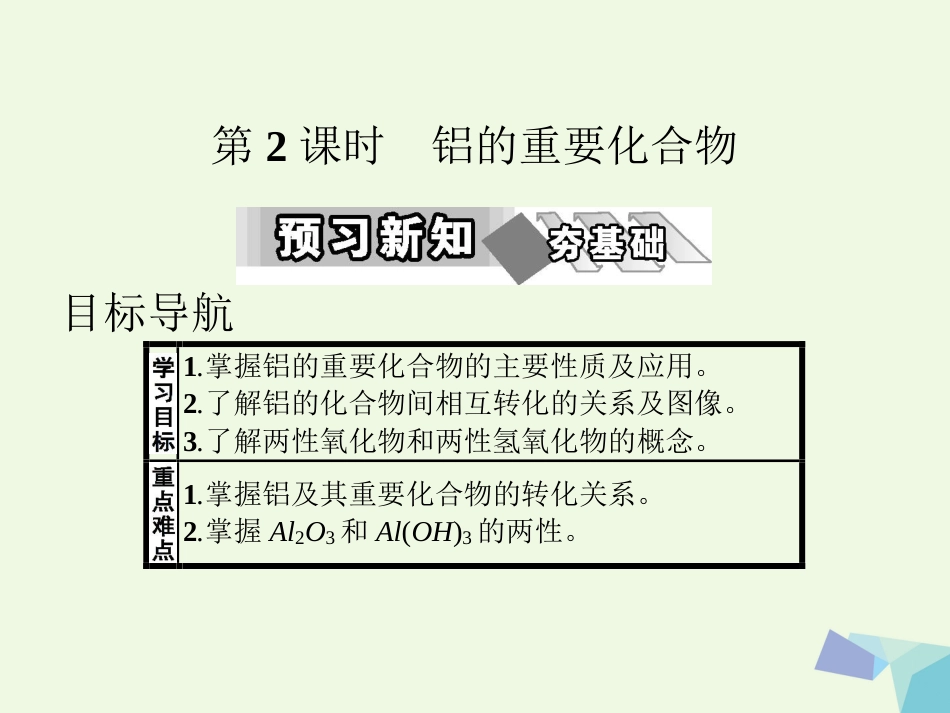 秋高中化学 第三章 金属及其化合物 第二节 几种重要的金属化合物（第2课时）教学课件 新人教版必修_第1页