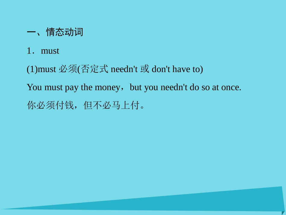 讲练测2016届高考英语一轮复习 语法专题训练部分 专题8 情态动词与虚拟语气课件 外研版_第3页
