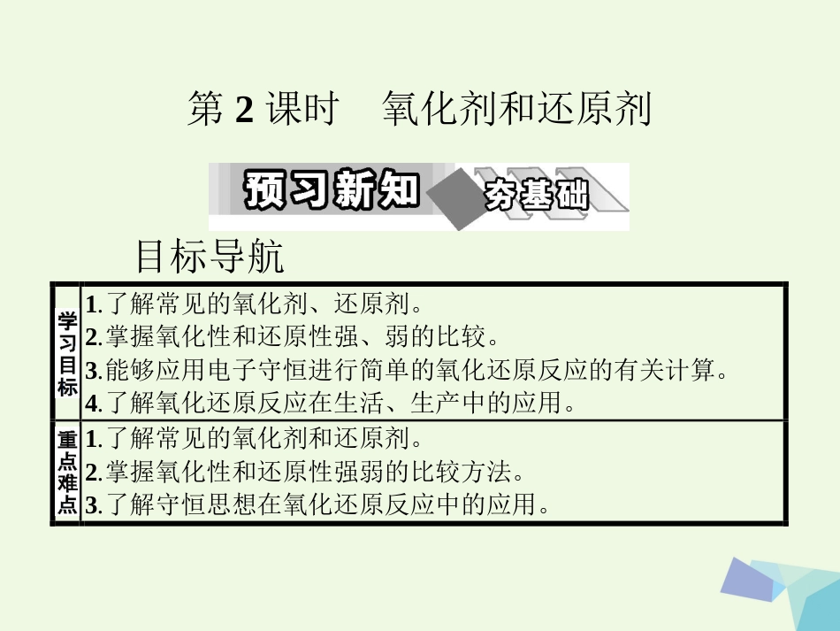 秋高中化学 第二章 化学物质及其变化 第三节 氧化还原反应（第2课时）教学课件 新人教版必修_第1页