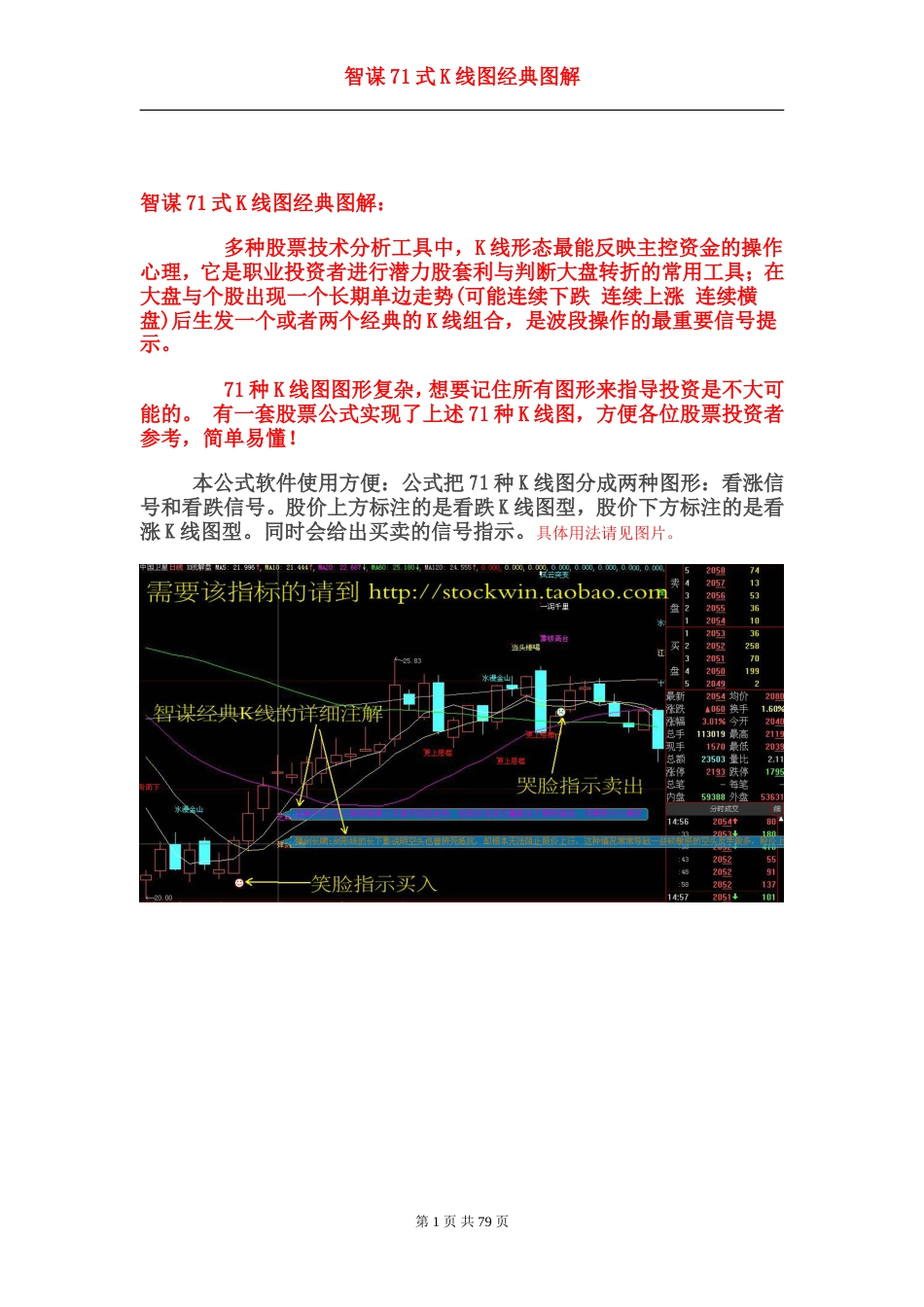 智谋71式K线图经典图解通达信 大智慧 股票指标 股票公式[共74页]_第1页