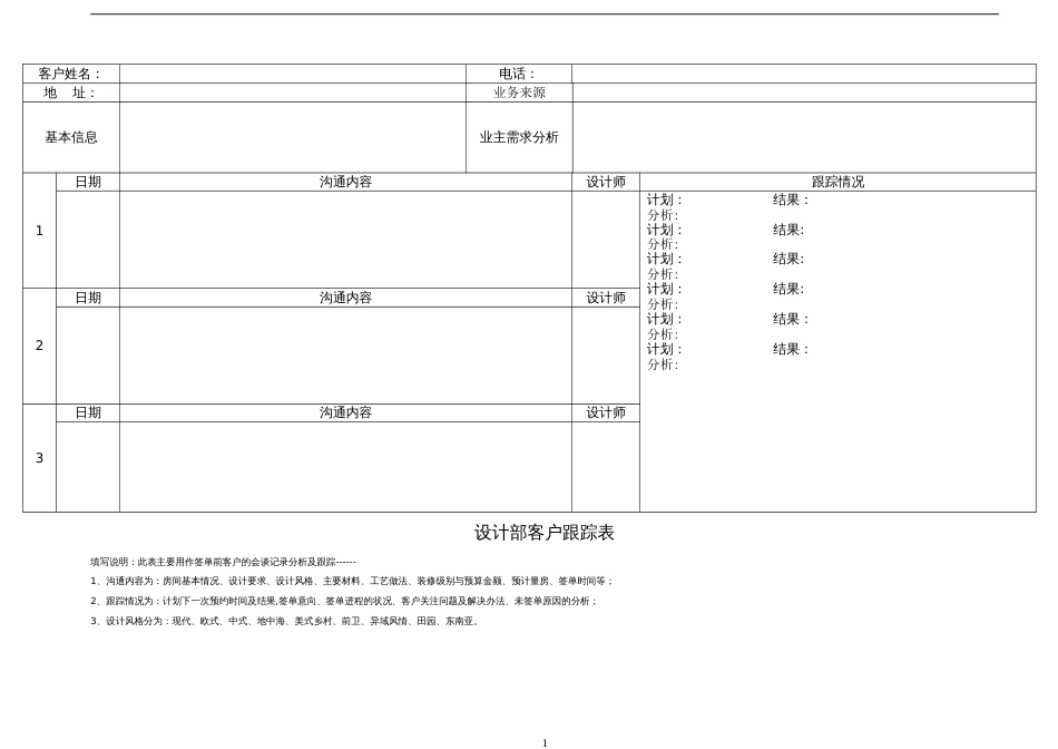 设计部设计师客户跟踪表[共2页]_第1页