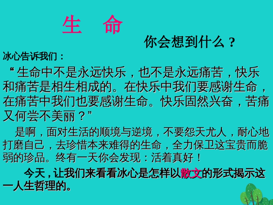 海南省三亚六中九年级语文下册 第二单元 第9课《热爱生命节选》课件 新人教版_第1页