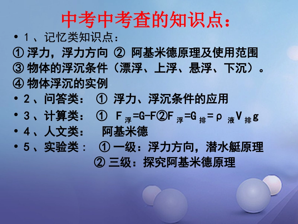 新疆沙雅县沙雅镇2017届中考物理专题复习 浮力课件[共46页]_第1页