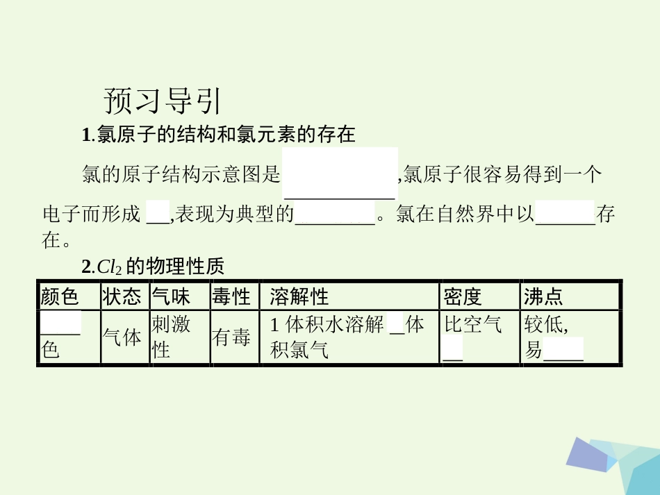秋高中化学 第四章 非金属及其化合物 第二节 富集在海水中的元素——氯（第1课时）教学课件 新人教版必修_第3页