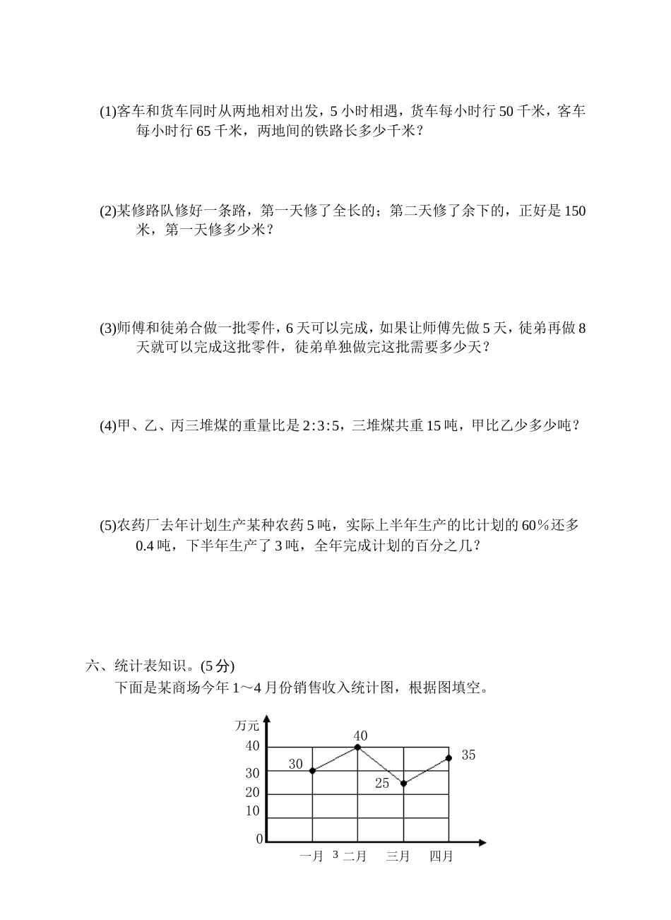 苏教国标版小学数学毕业模拟试卷6[共4页]_第3页