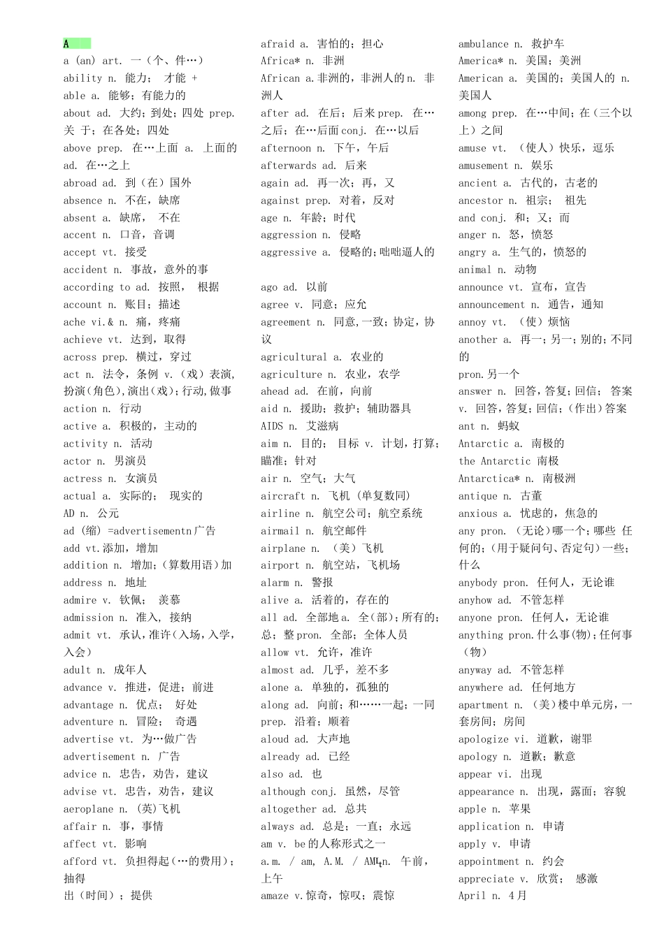 西点课业－－高中英语单词初中记[共31页]_第1页