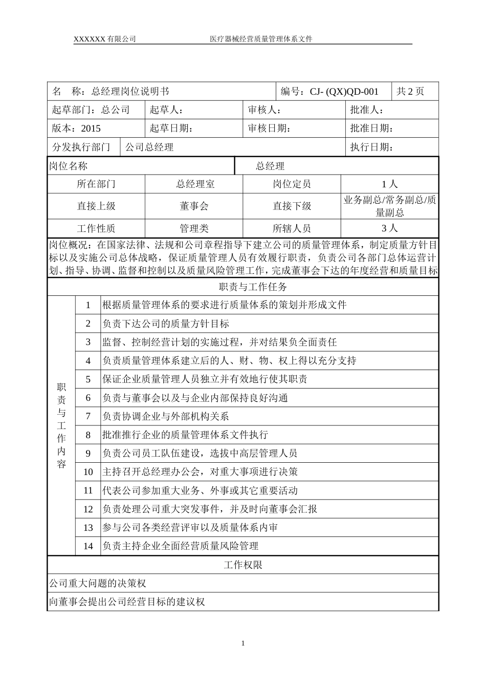 医疗器械岗位说明书[共20页]_第2页