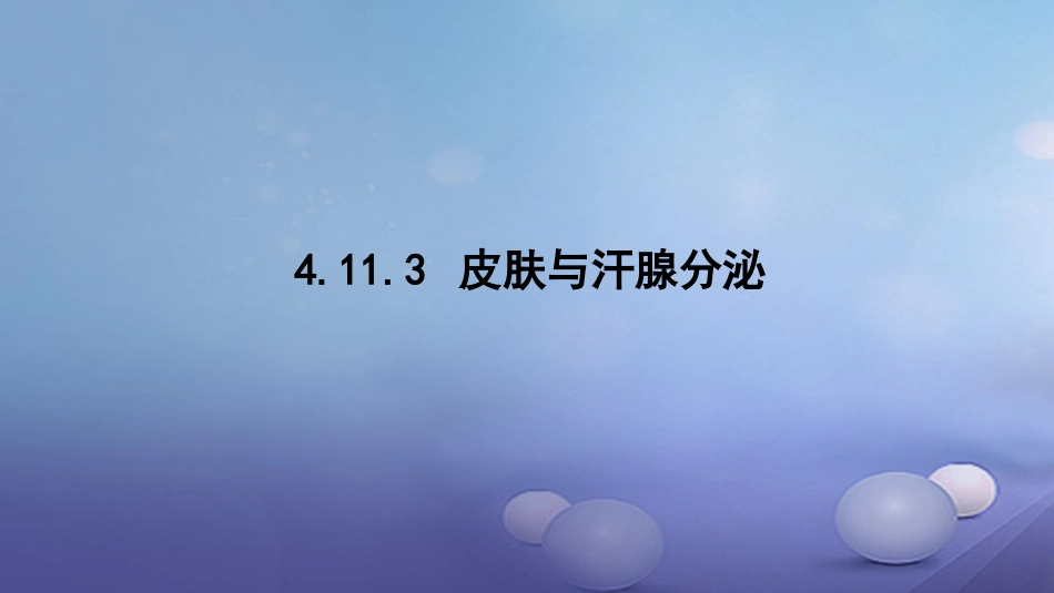 七年级生物下册 4.11.3 皮肤与汗腺分泌课件 （新版）北师大版_第1页