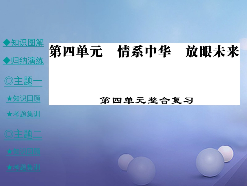 九年级政治全册 第四单元 情系中华 放眼未来整合课件 粤教版[共0页]_第1页