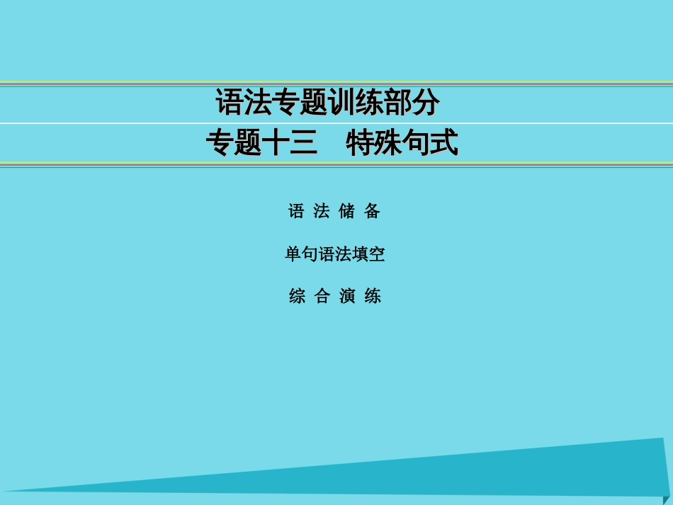 讲练测2016届高考英语一轮复习 语法专题训练部分 专题13 特殊句式课件 外研版_第1页