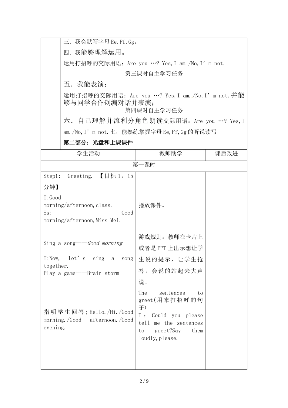 三年级上册英语教案－Unit 2I’m Liu Tao译林版_第2页