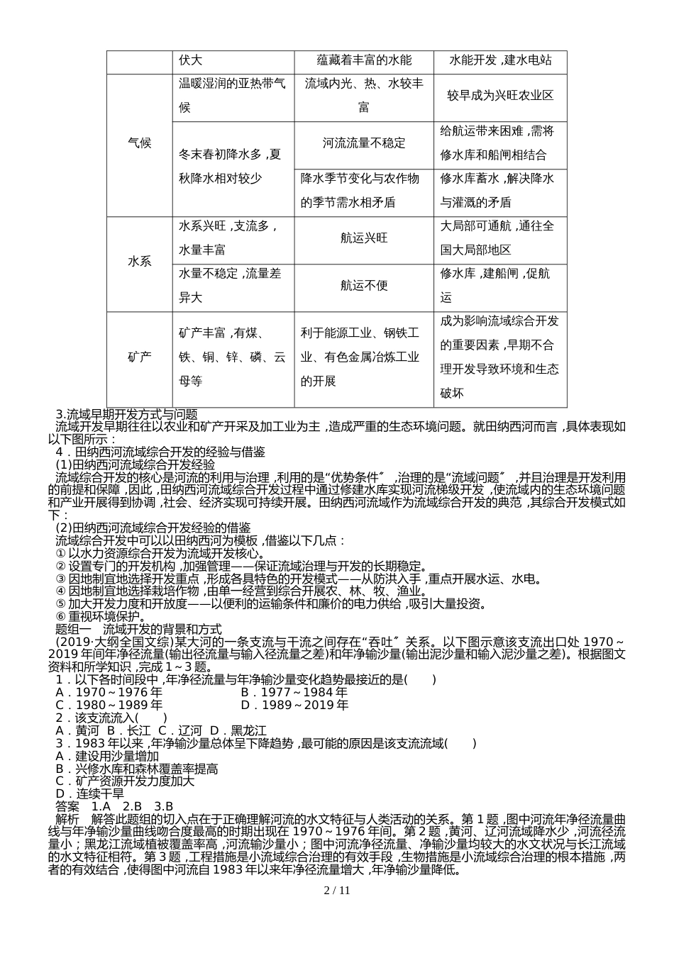 高中地理第2章 流域综合治理与开发以田纳西洒流域为例讲义 湘教版必修3_第2页