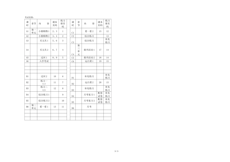 三年级上册数学试题  第一次月考   北师大版_第3页