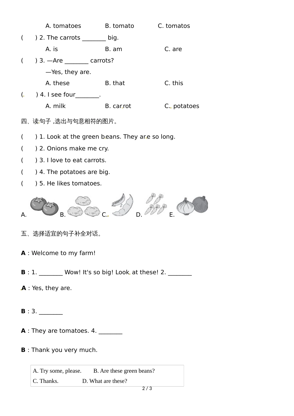 四年级下册英语试题Unit 4 Part A Let's learn _第2页