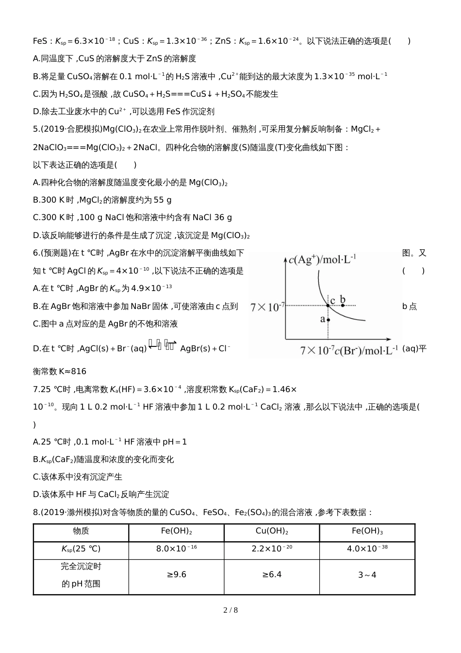 （安徽专用）版高考化学 课时提能演练二十五 84 难溶电解质的溶解平衡 新人教版（含精细解析）_第2页