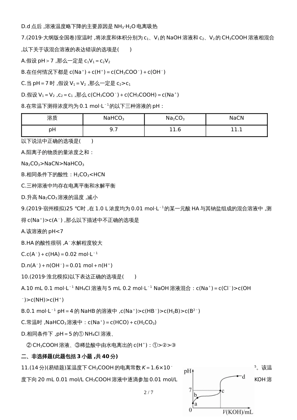 （安徽专用）版高考化学 课时提能演练二十四 83 盐类的水解 新人教版（含精细解析）_第2页