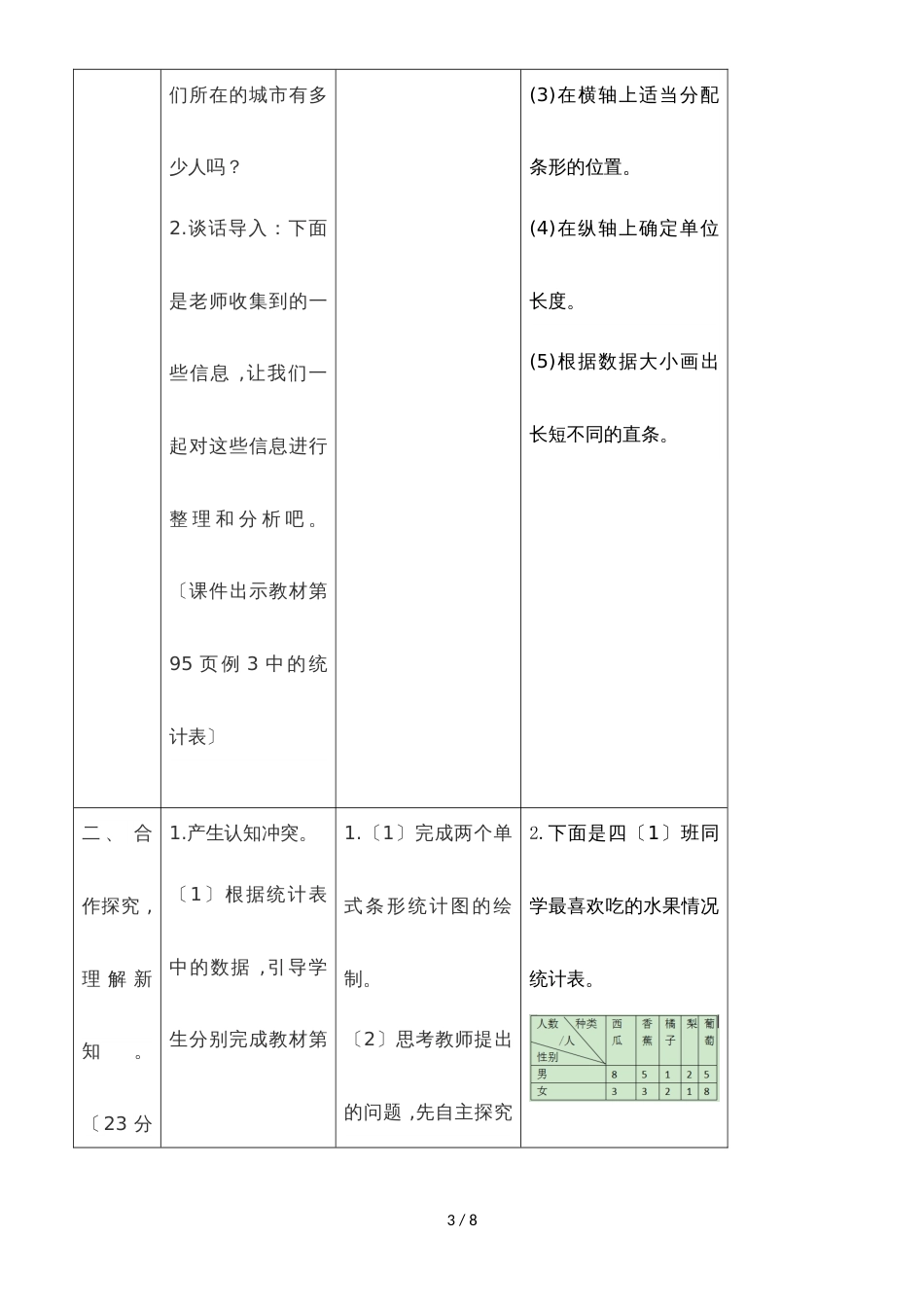 四年级下册数学教案8. 2 复式条形统计图 _ 人教新课标_第3页