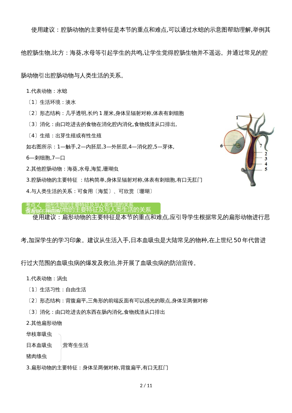 5.1.1 腔肠动物和扁形动物 教案_第2页