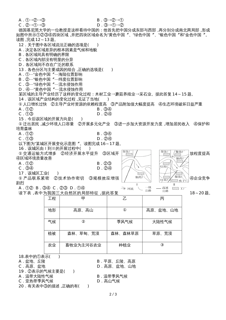 波峰中学高二地理9月5日专练（无答案）_第2页