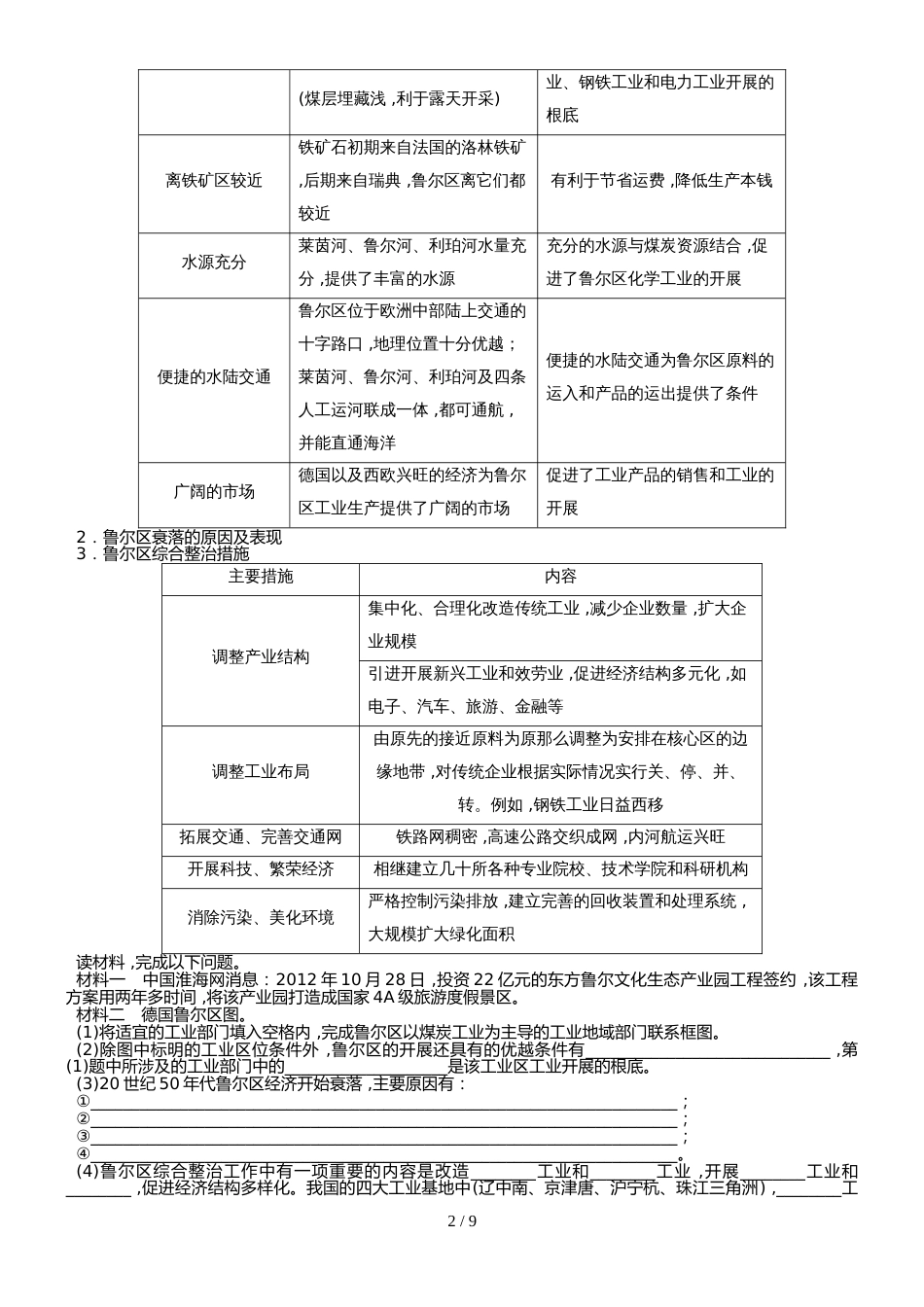 高中地理第2章  矿产资源合理开发和区域可持续发展以德国鲁尔区为例讲义 湘教版必修3_第2页