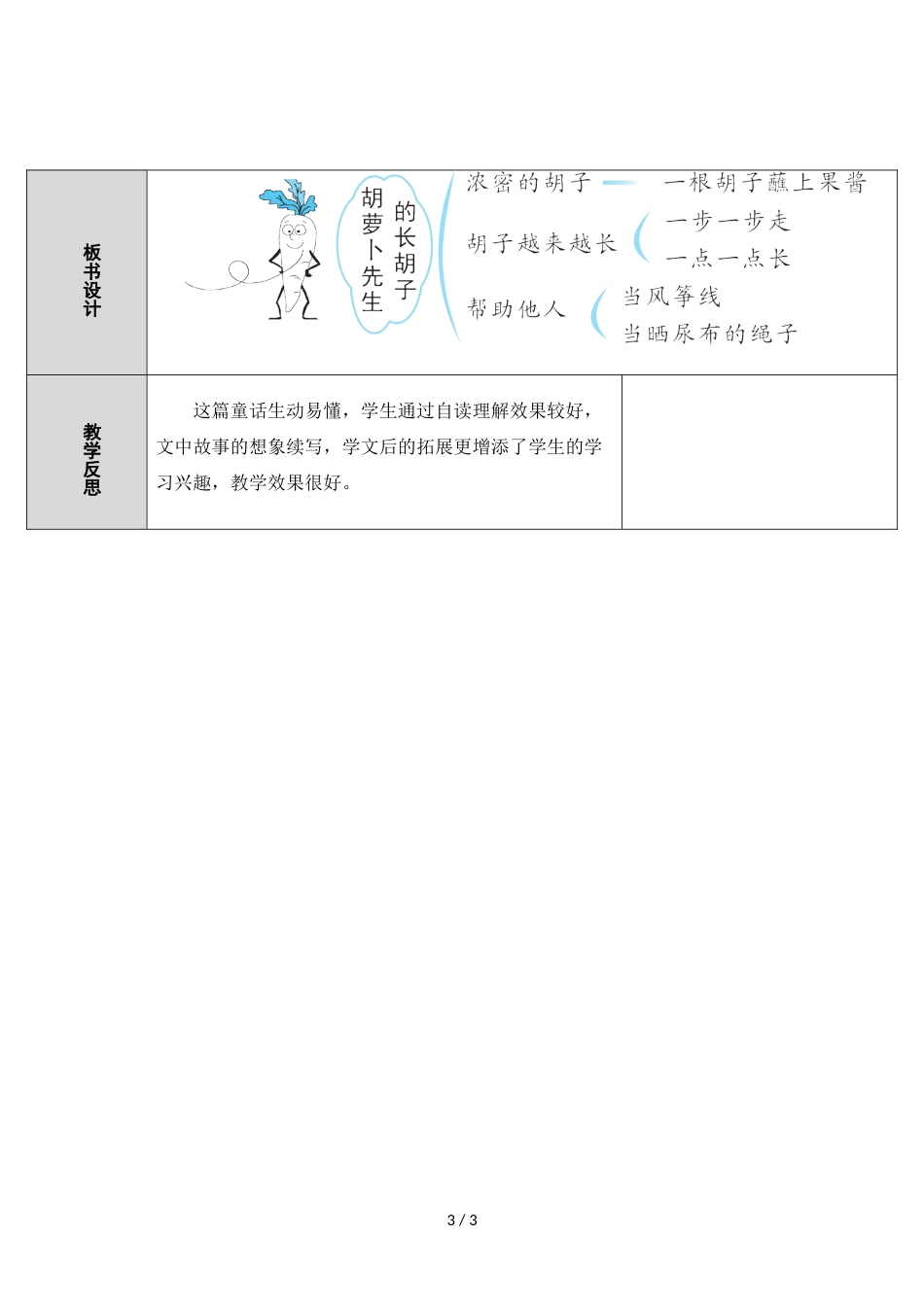 三年级上册语文教案13 胡萝卜先生的长胡子 人教_第3页