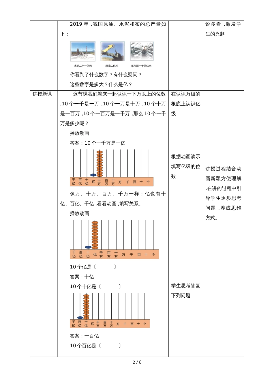 四年级下册数学教案2.4认识含有亿级和万级的数_苏教版_第2页