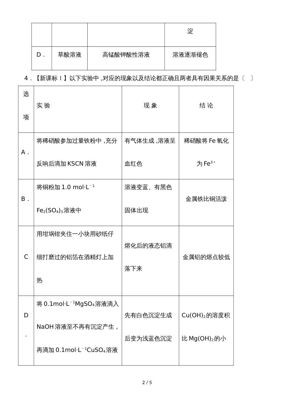 阜阳三中高三9月底化学学科练习_第2页