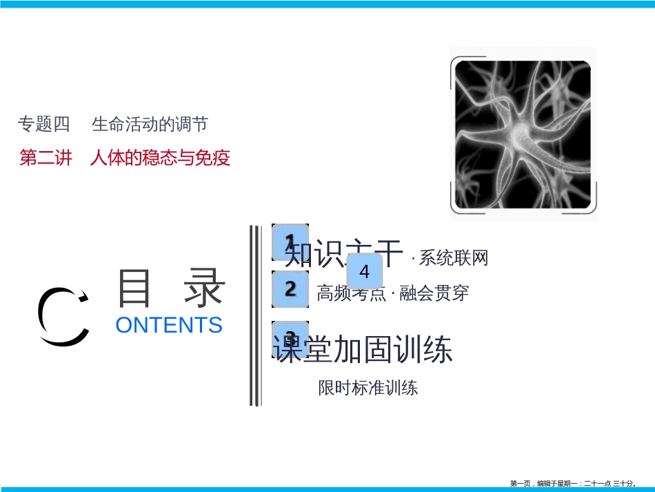 第一部分  专题四  第二讲　人体的稳态与免疫_第1页