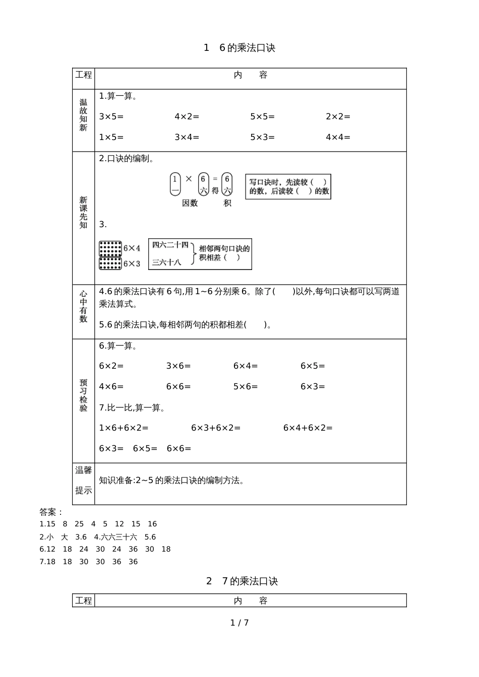 二年级上册数学素材资料第四单元 表内乘法_第1页