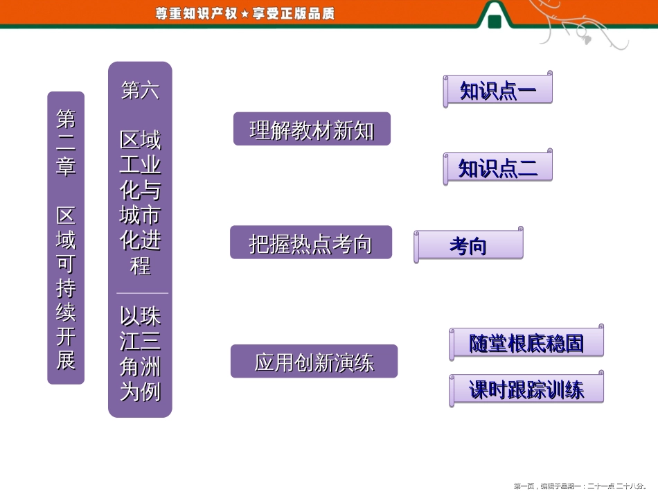 第一部分  第二章  第六节 区域工业化与城市化进程——以珠江三角洲为例_第1页