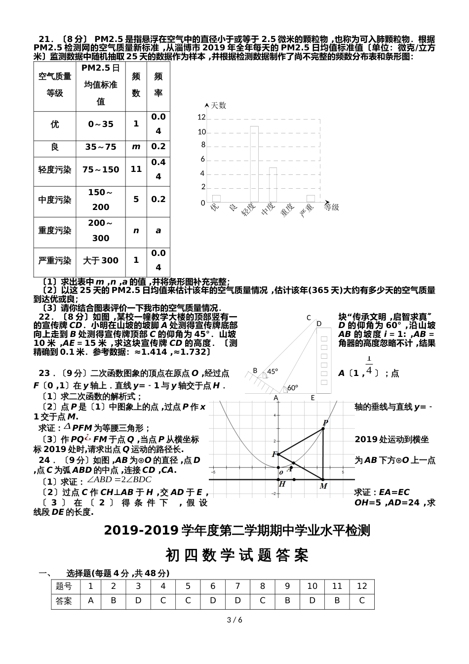 度淄博市博山区九年级第二学期期末学业水平检测_第3页