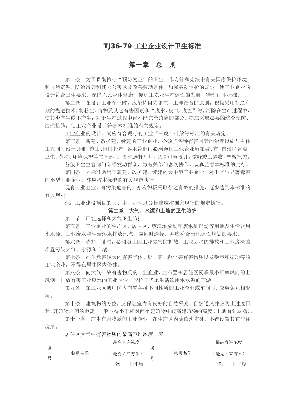 TJ3679工业企业设计卫生标准_第1页