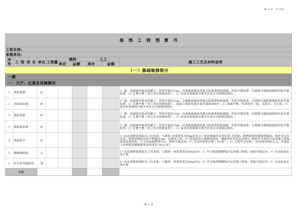 装修预算模板[共4页]_第1页