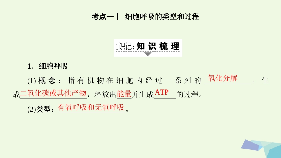 高三生物一轮复习 第3单元 细胞呼吸课件 新人教版必修_第2页