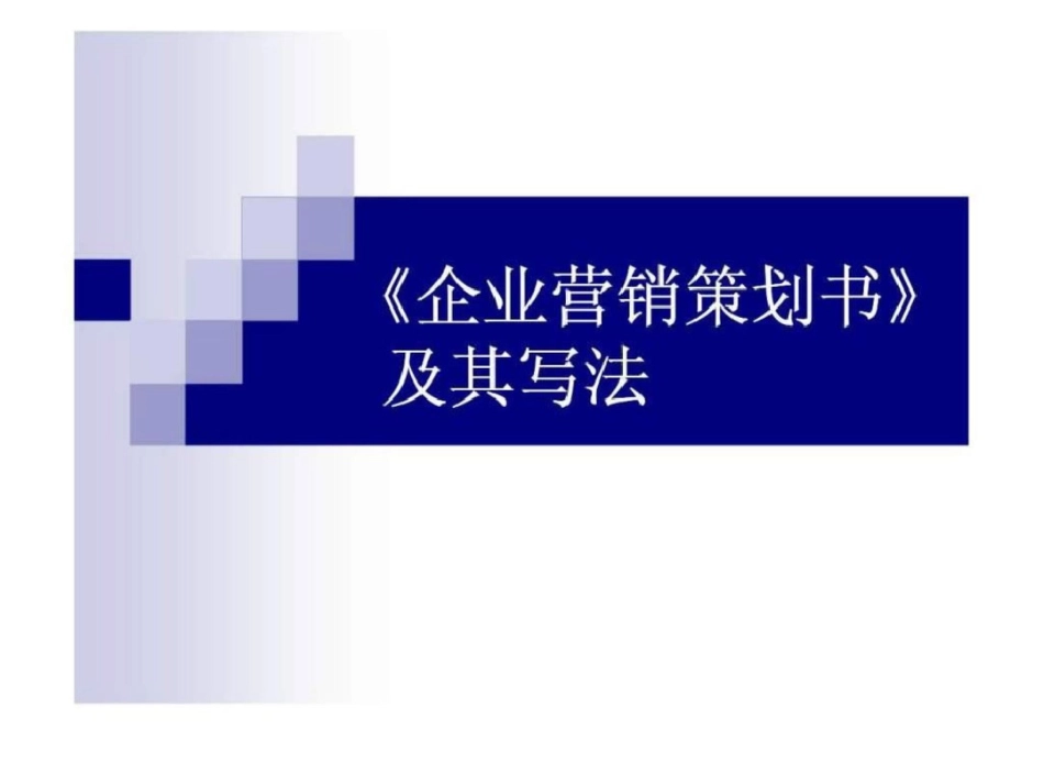 《企业营销策划书》及其写法文档资料_第1页