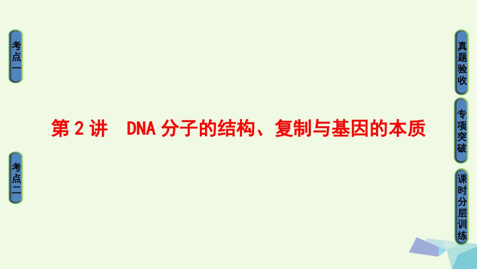高三生物一轮复习 第单元 第讲 DNA分子的结构复制与基因的本质课件 新人教版必修_第1页