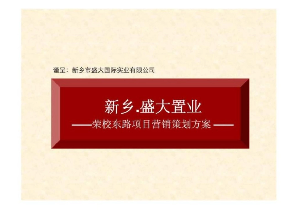 2011新乡.盛大置业荣校东路项目营销策划方案文档资料_第1页