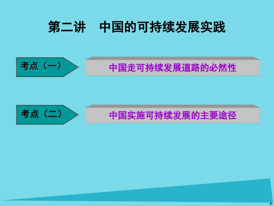 高三地理复习 第二部分 第六章 人类与地理环境的协调发展 第二讲 中国的可持续发展实践课件_第1页