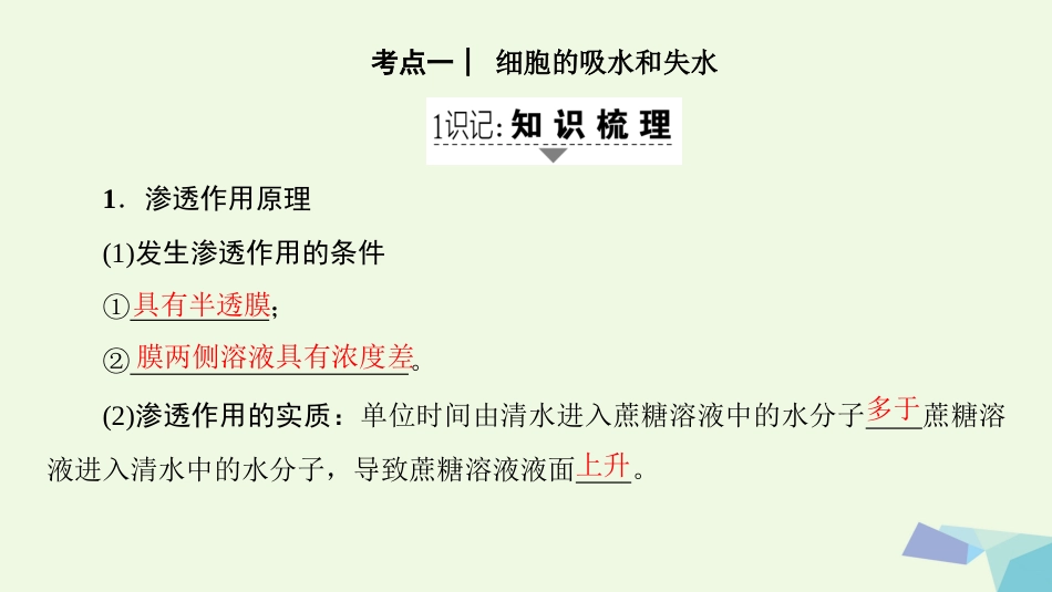 高三生物一轮复习 第单元 细胞的物质输入与输出课件 新人教版必修_第2页