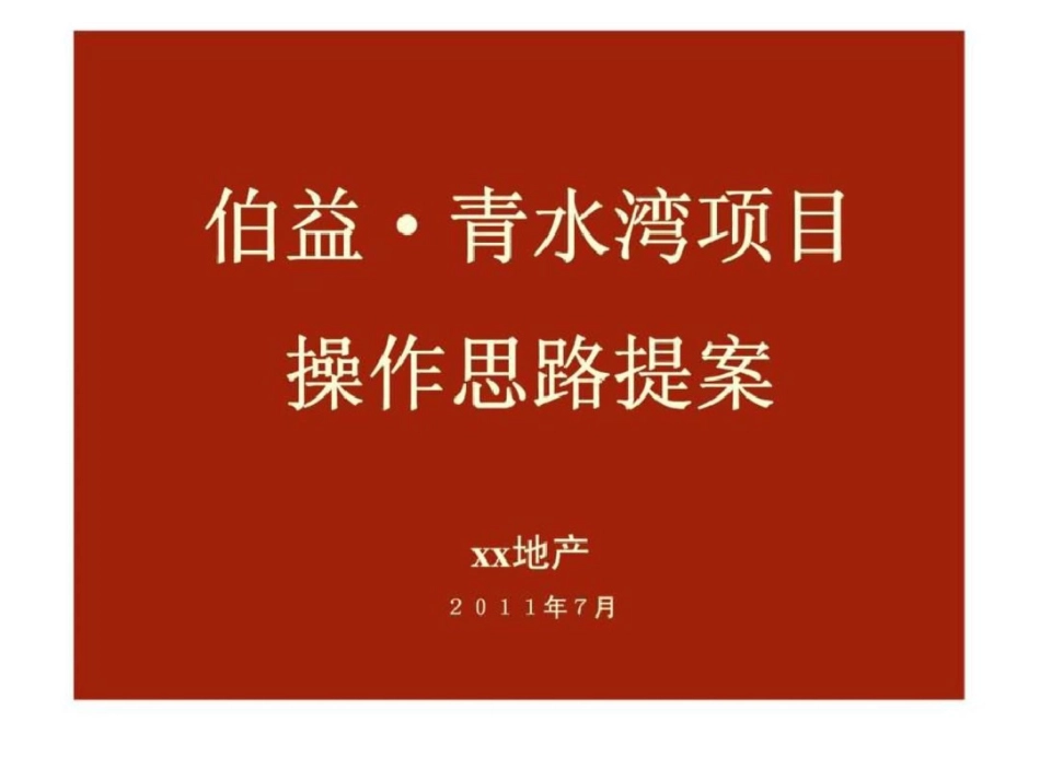 池州市青阳县伯益青水湾项目操作思路提案文档资料_第1页