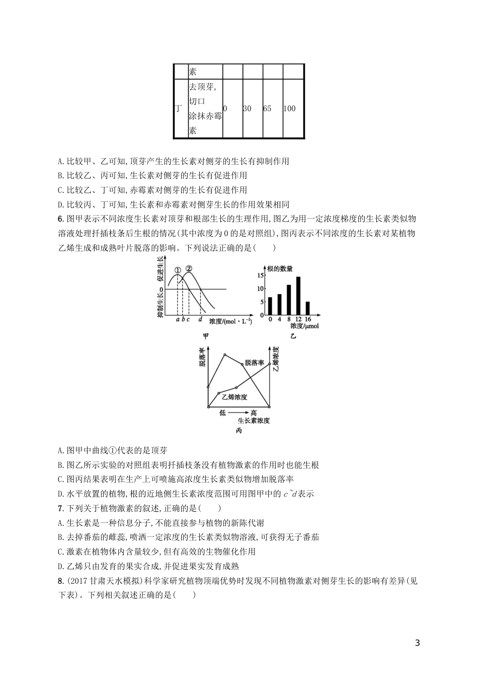 高三生物二轮复习专题能力训练十二专题五生命活动的调节专题训练新人教_第3页
