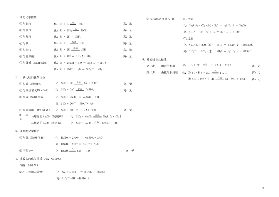 高三化学常见物质的化学性质制备及检验氯硅及其重要化合物_第2页