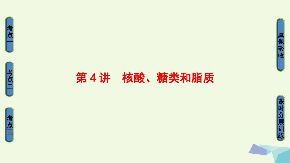 高三生物一轮复习 第单元 核酸糖类和脂质课件 新人教版必修_第1页
