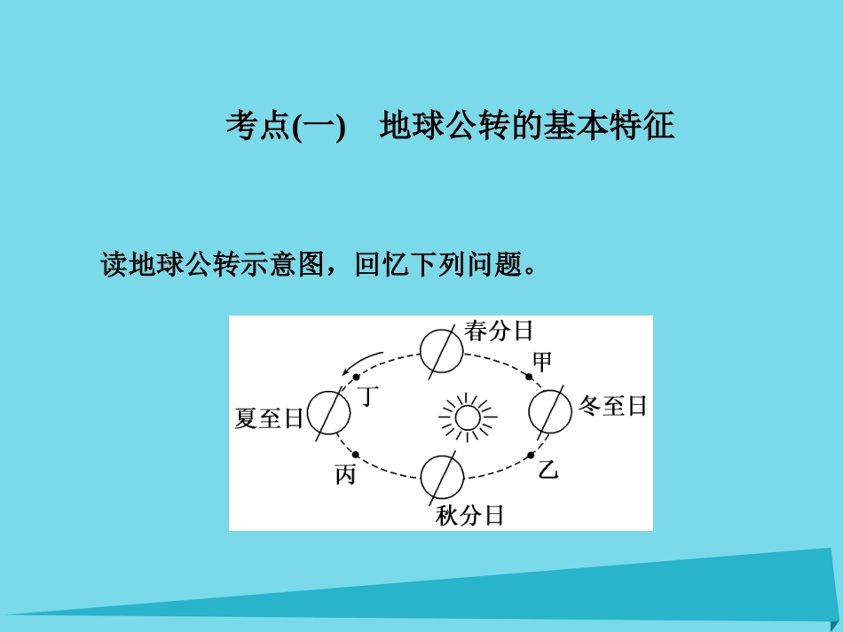 高三地理复习 第一部分 第一章 宇宙中的地球 第三讲 地球的公转一黄赤交角和昼夜长短的变化课件_第2页