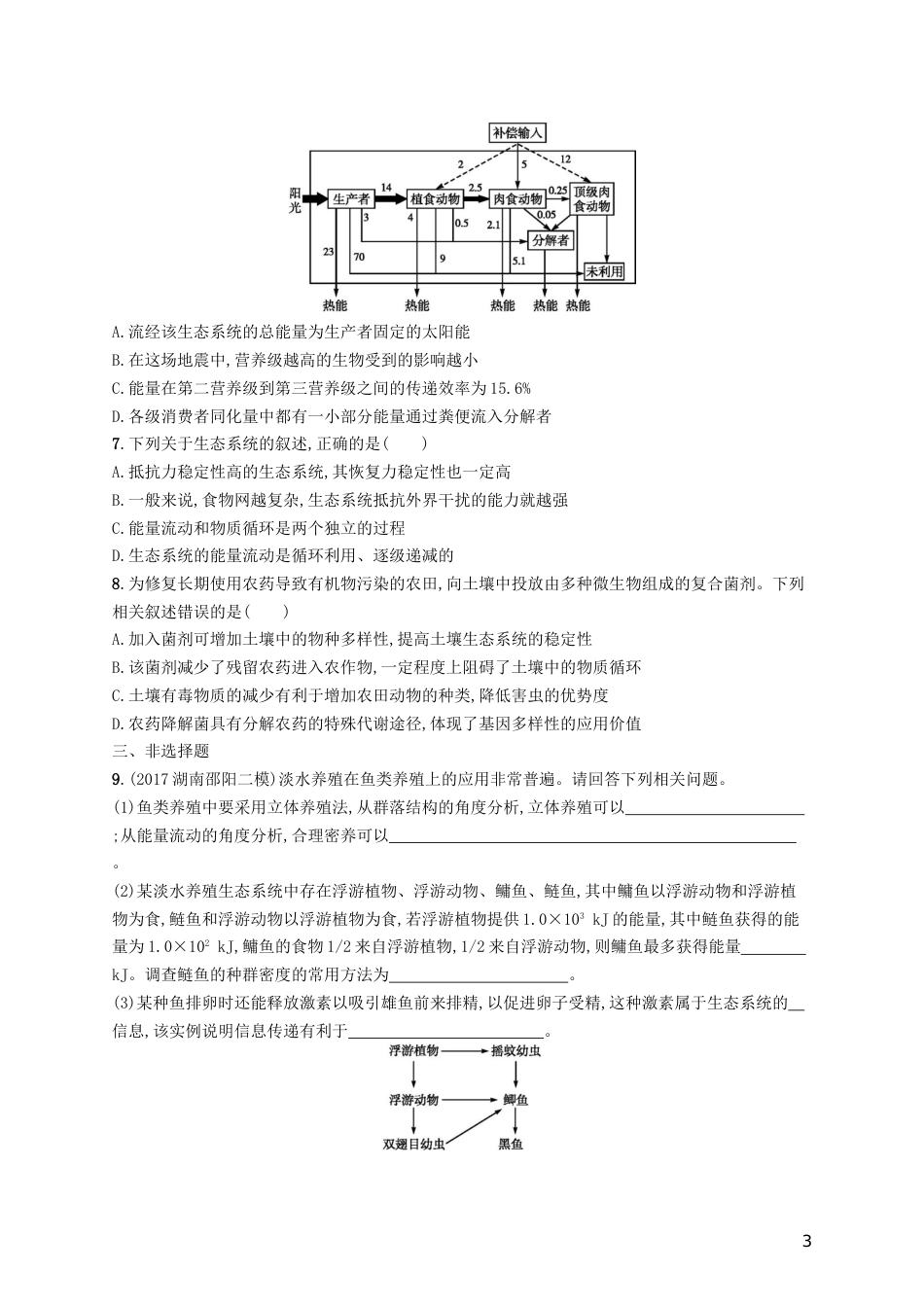 高三生物二轮复习专题能力训练十四专题六生物与环境专题训练新人教_第3页