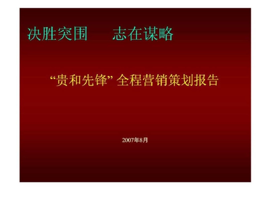 “贵和先锋”全程营销策划报告文档资料_第1页