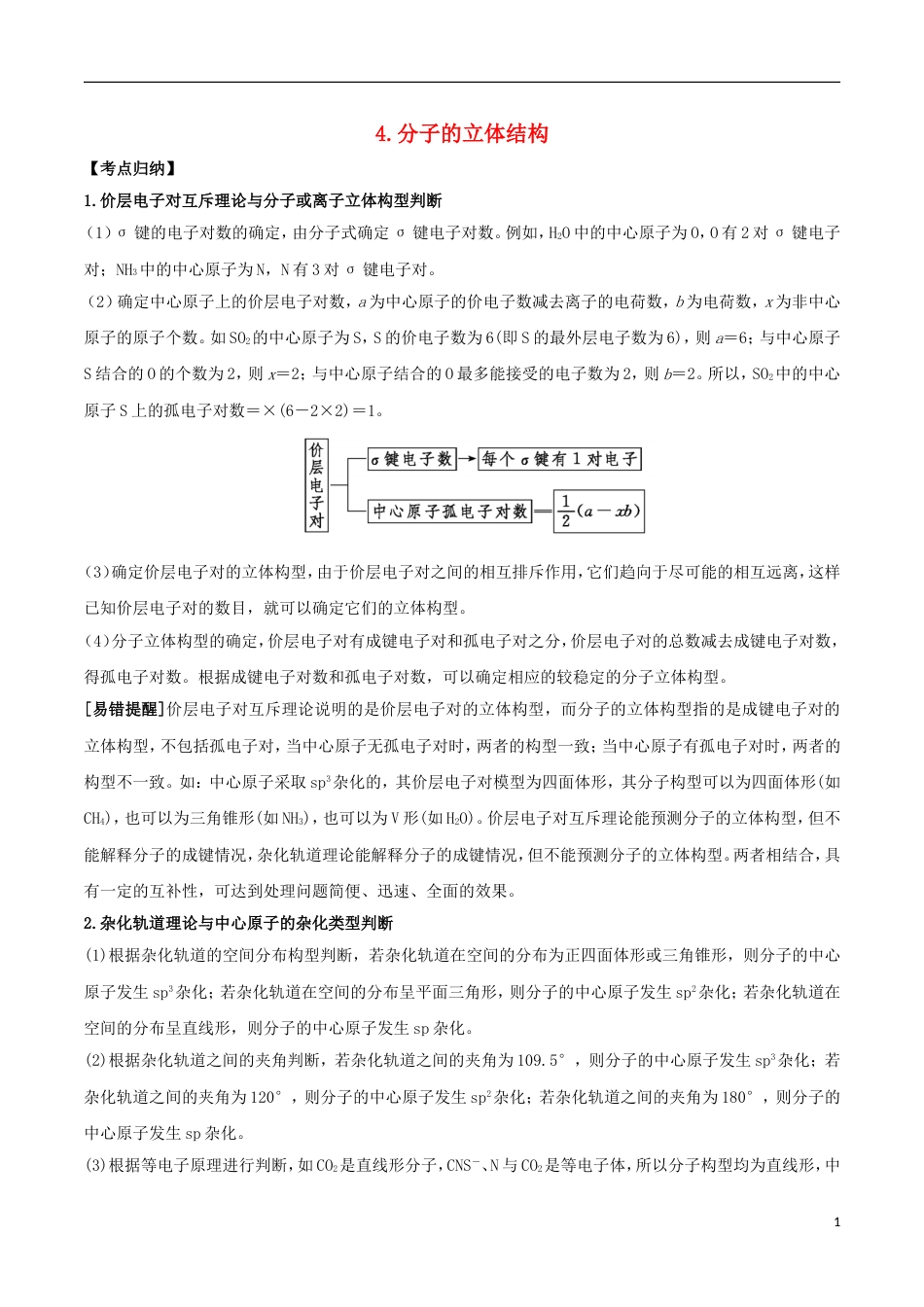 高三化学考点点点过分子的立体结构选修_第1页