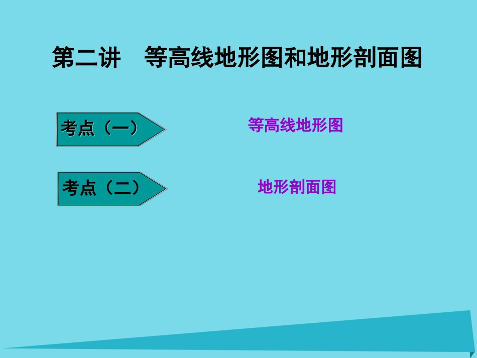 高三地理复习 地理入门 第二讲 等高线地形图和地形剖面图课件_第1页