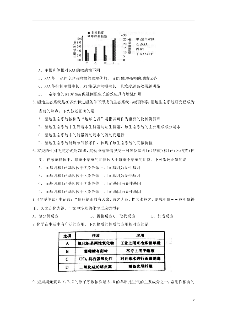 高三理综第一次模拟考试试题_第2页