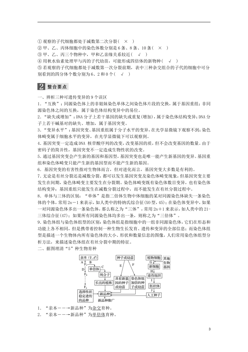 高三生物二轮专题复习专题七生物的变异和进化考点生物的变异学案新人教_第3页